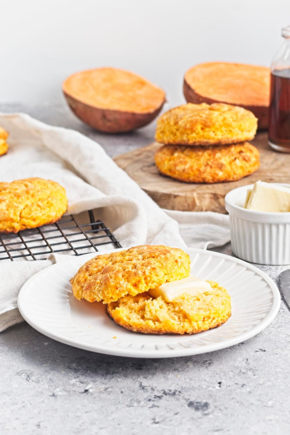 Biscuits on Plate After Baking in Oven