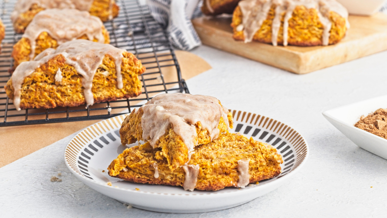 Pumpkin Vanilla Glazed Scones